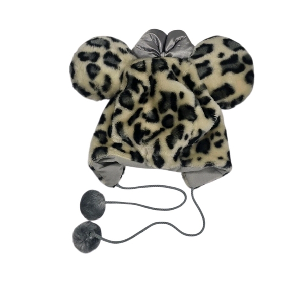 Minnie Mouse Fan Cap Silver Leopard  Pattern Ribbon Disney Parks One Size - Picture 3 of 10